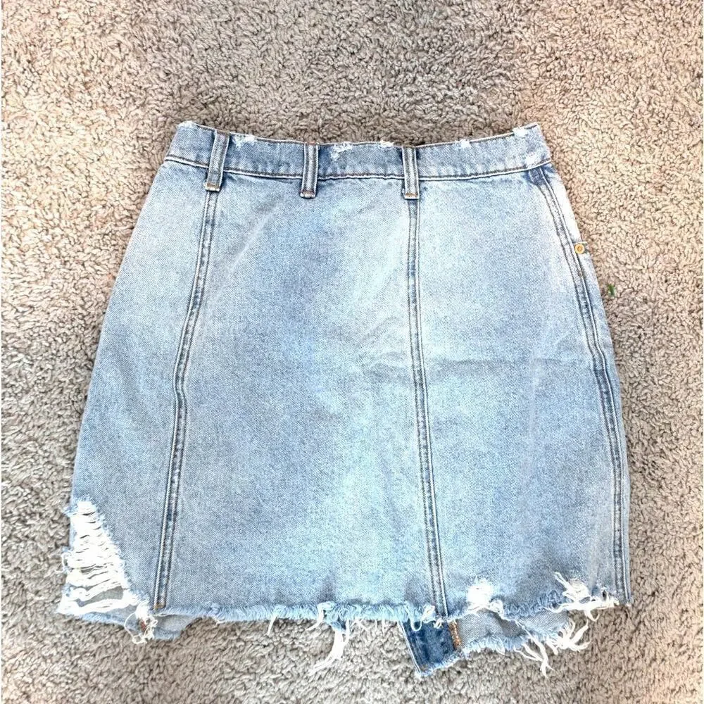 Free People Parker Asymmetrical Criss Cross Demin Wrap Skirt 28
